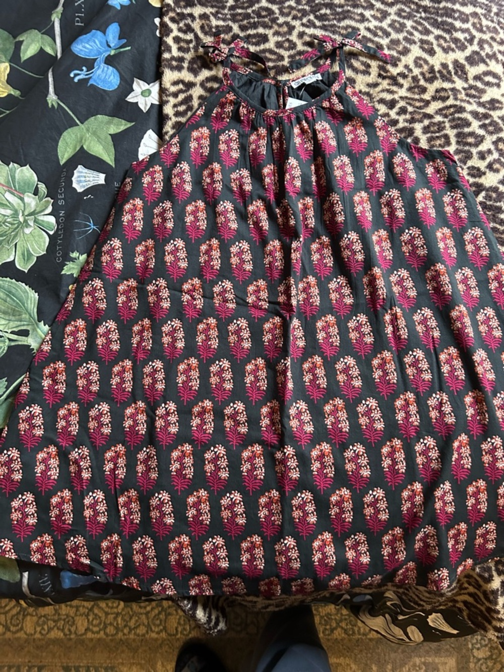 Crewcuts Dress with Burgundy and Cream Floral Motif